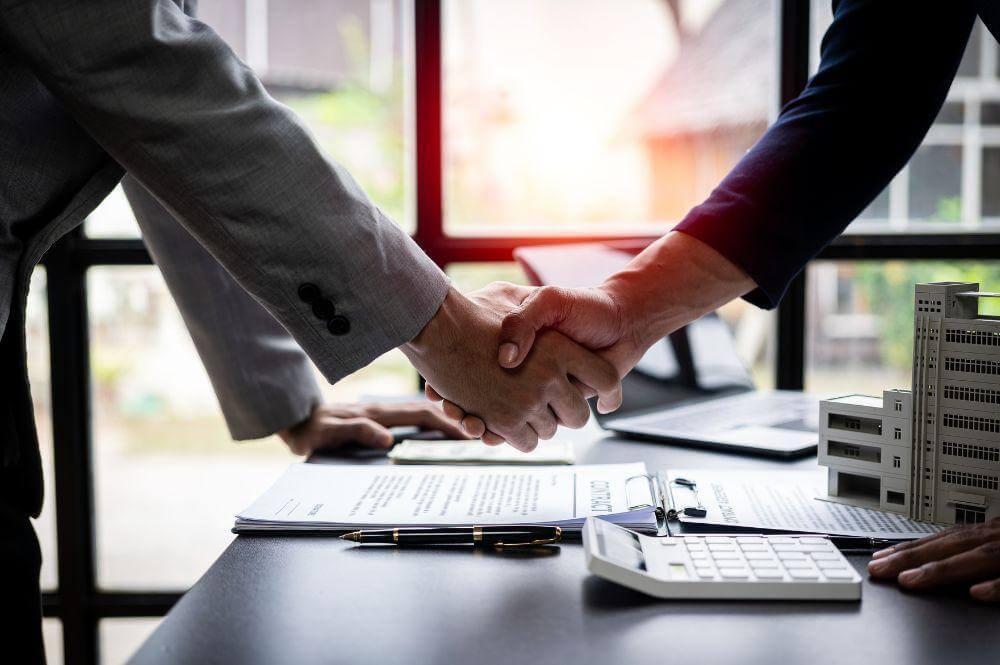 California commercial lease attorney client handshake
